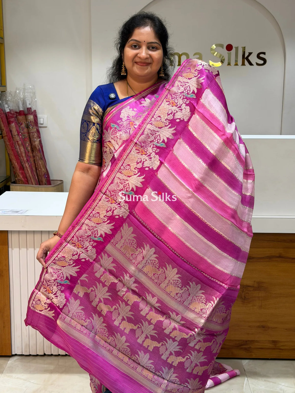 Pure Manipuri Kota Rangkat Saree with Shikargah Border