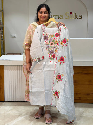 Roman Silk Suit Set Light Grey Color