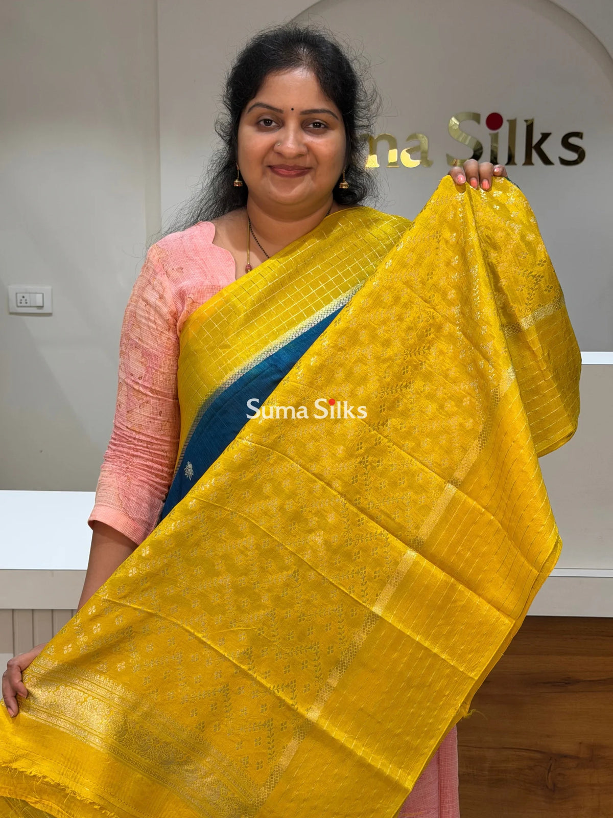 Russian Crepe Silk Saree Blue Color