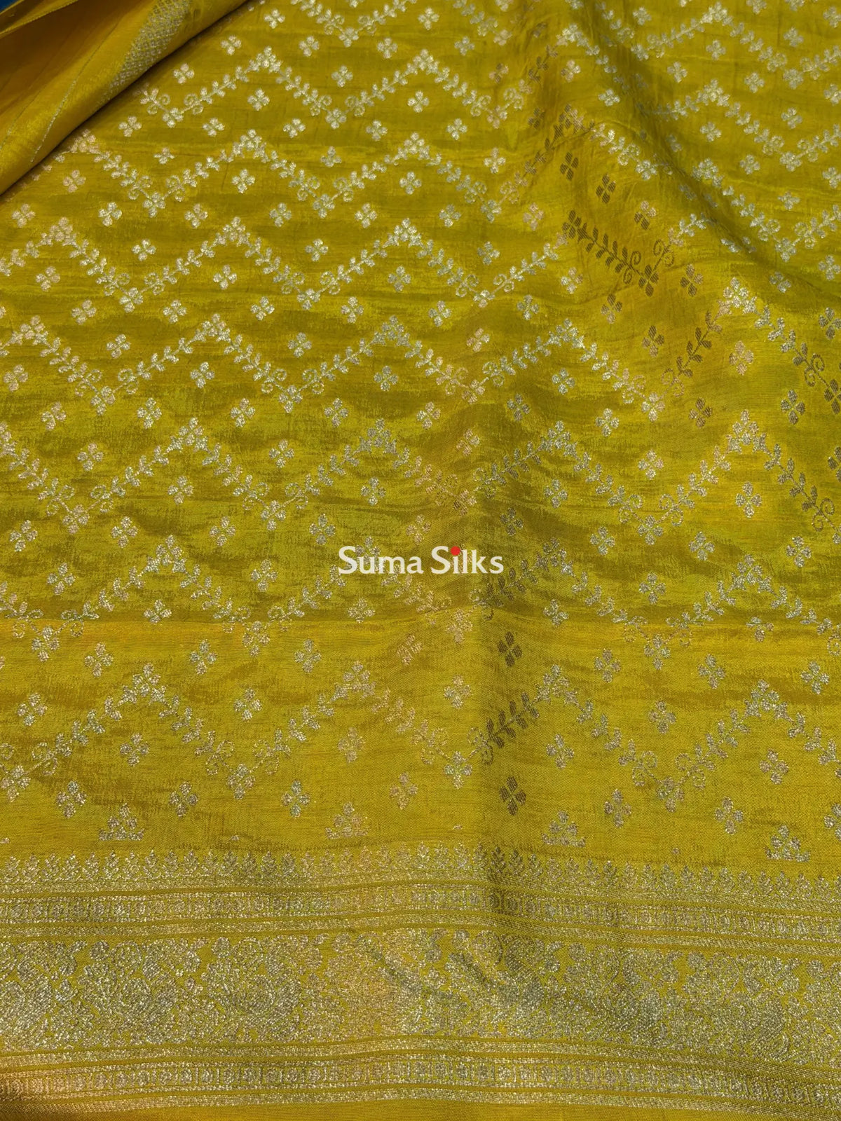 Russian Crepe Silk Saree Blue Color