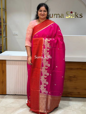 Russian Crepe Silk Saree Pink Color