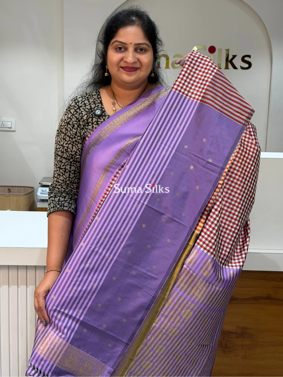 Semi Gadwal Madras Checks Gap Border