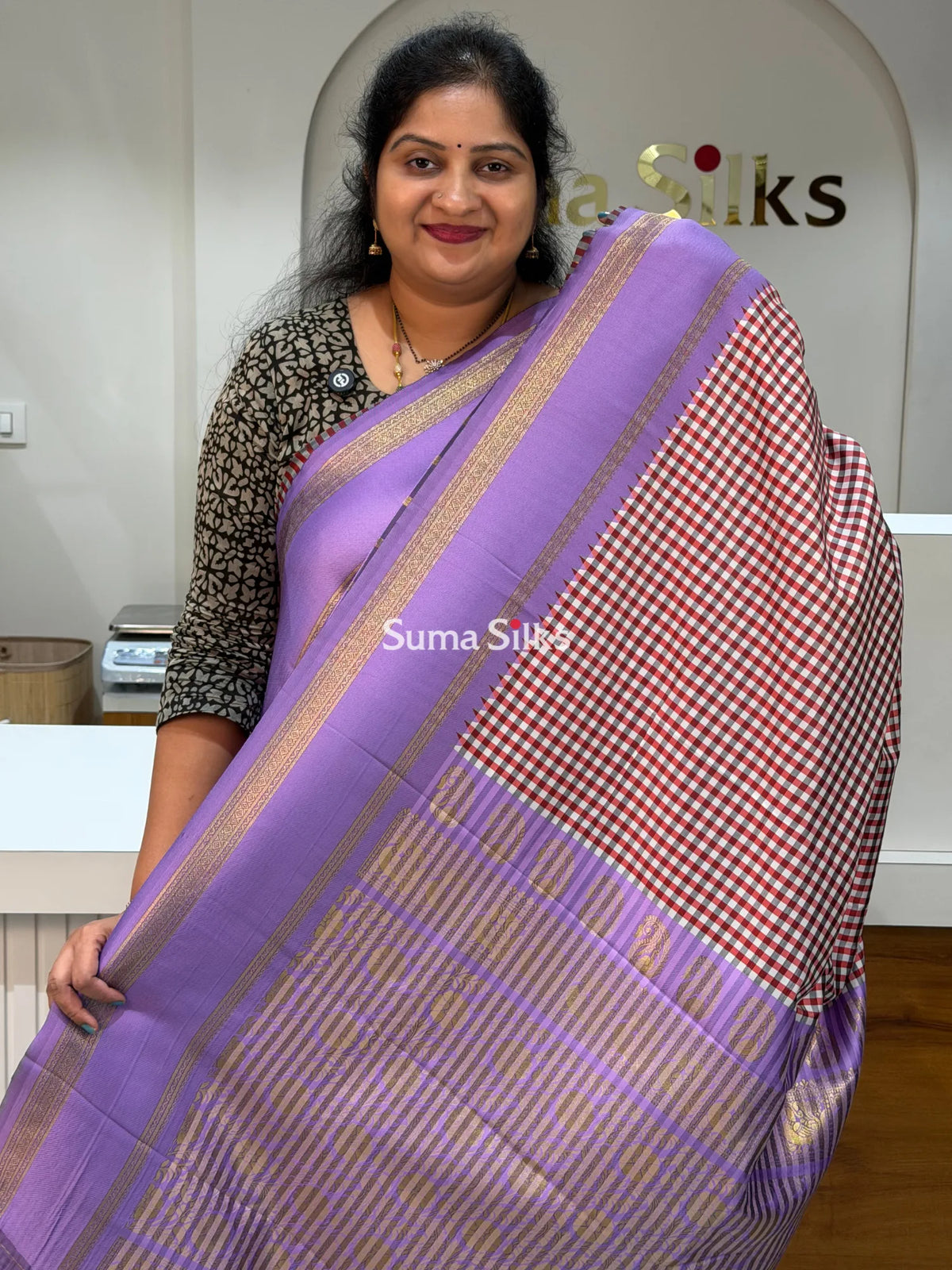 Semi Gadwal Madras Checks Gap Border