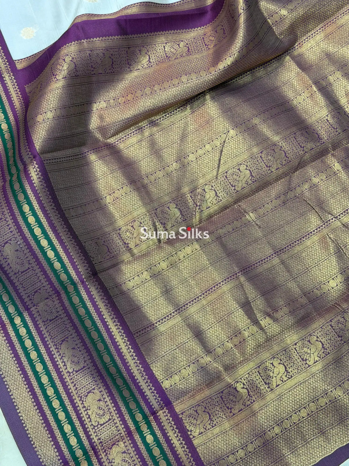 Semi Gadwal Kantara Inspired Design Half White Color Saree