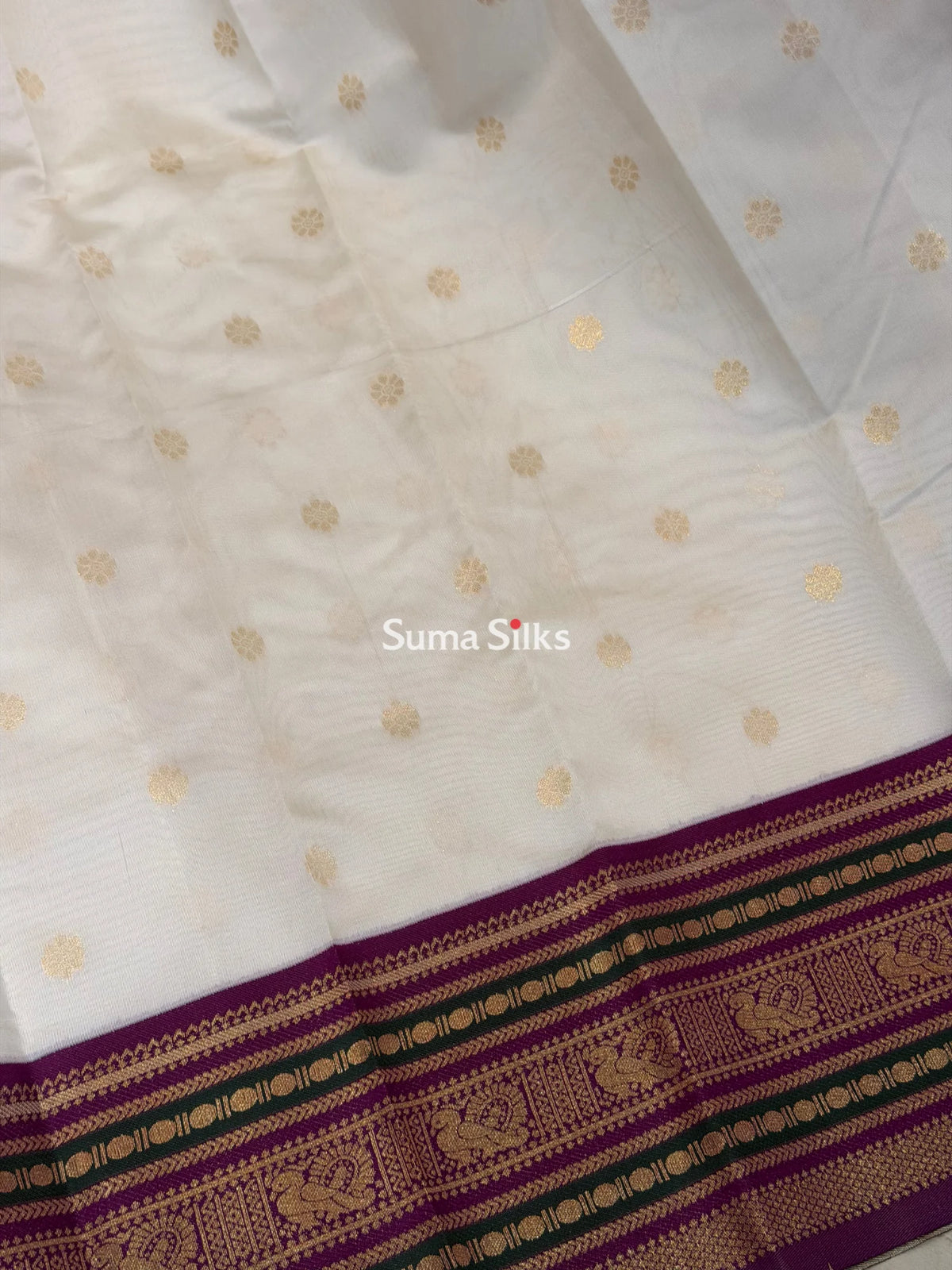 Semi Gadwal Kantara Inspired Design Half White Color Saree