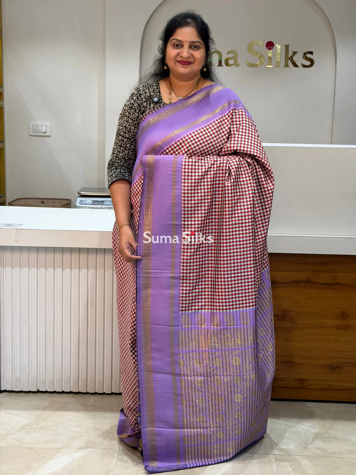 Semi Gadwal Madras Checks Gap Border