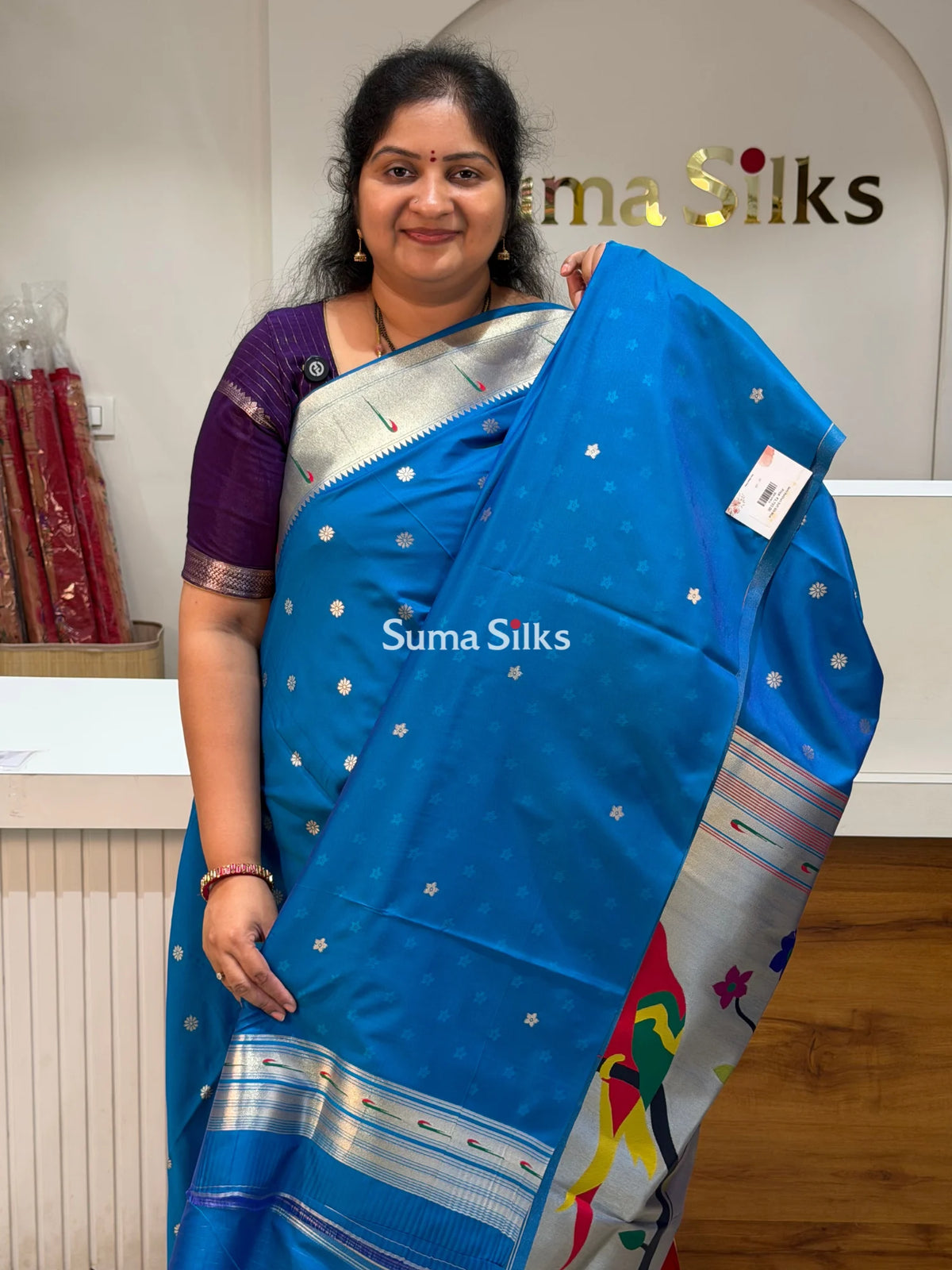 Semi Paithani Soft Silk Blue Color