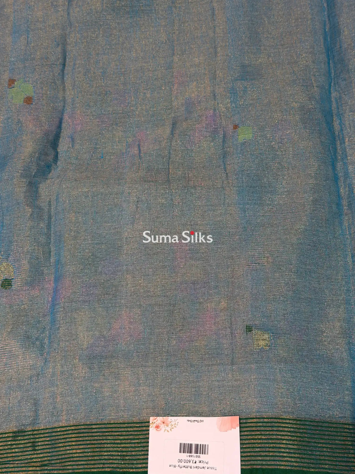 Tissue Jamdani Sarees Blue Color