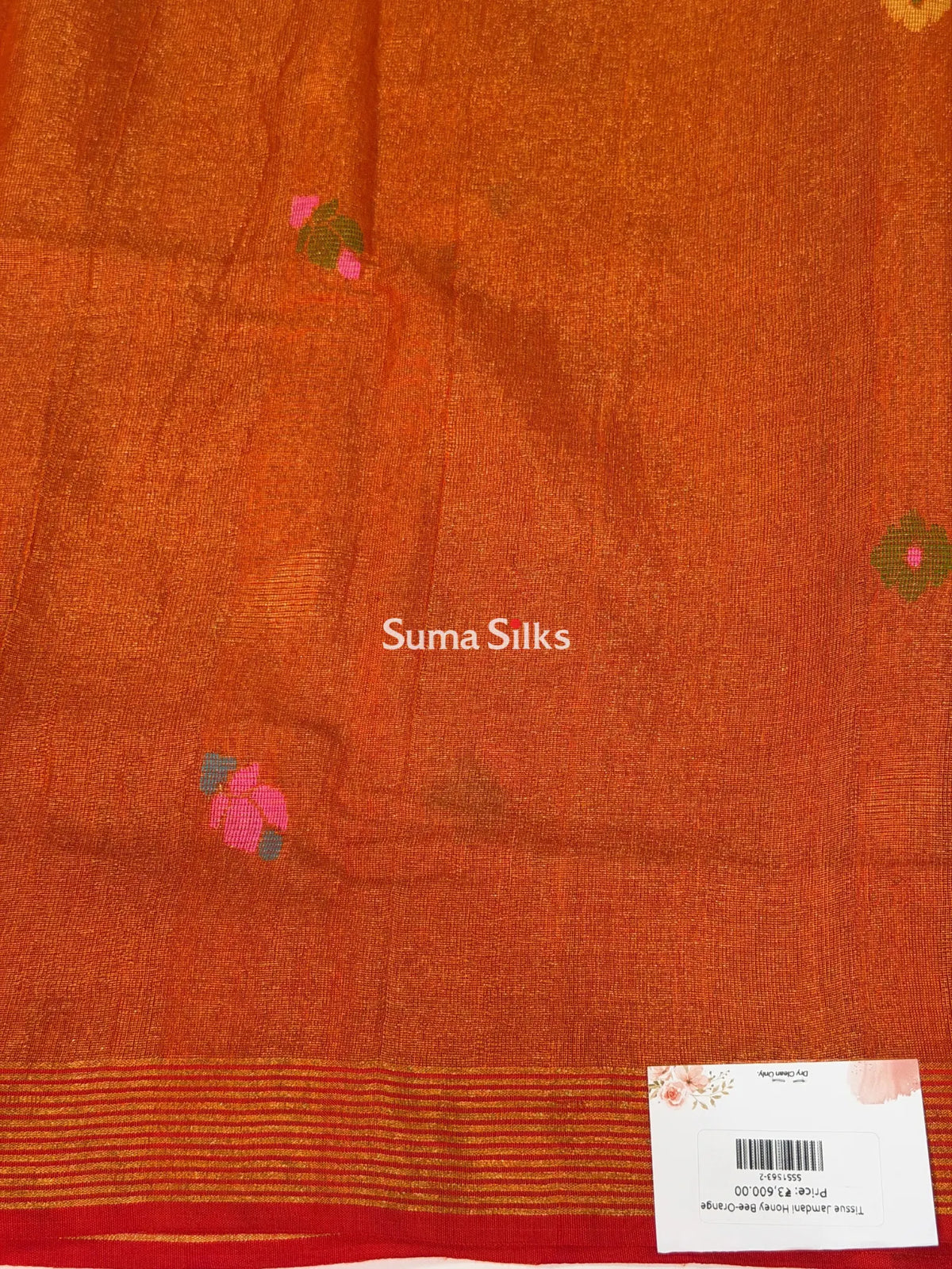 Tissue Jamdani Sarees Orange Color