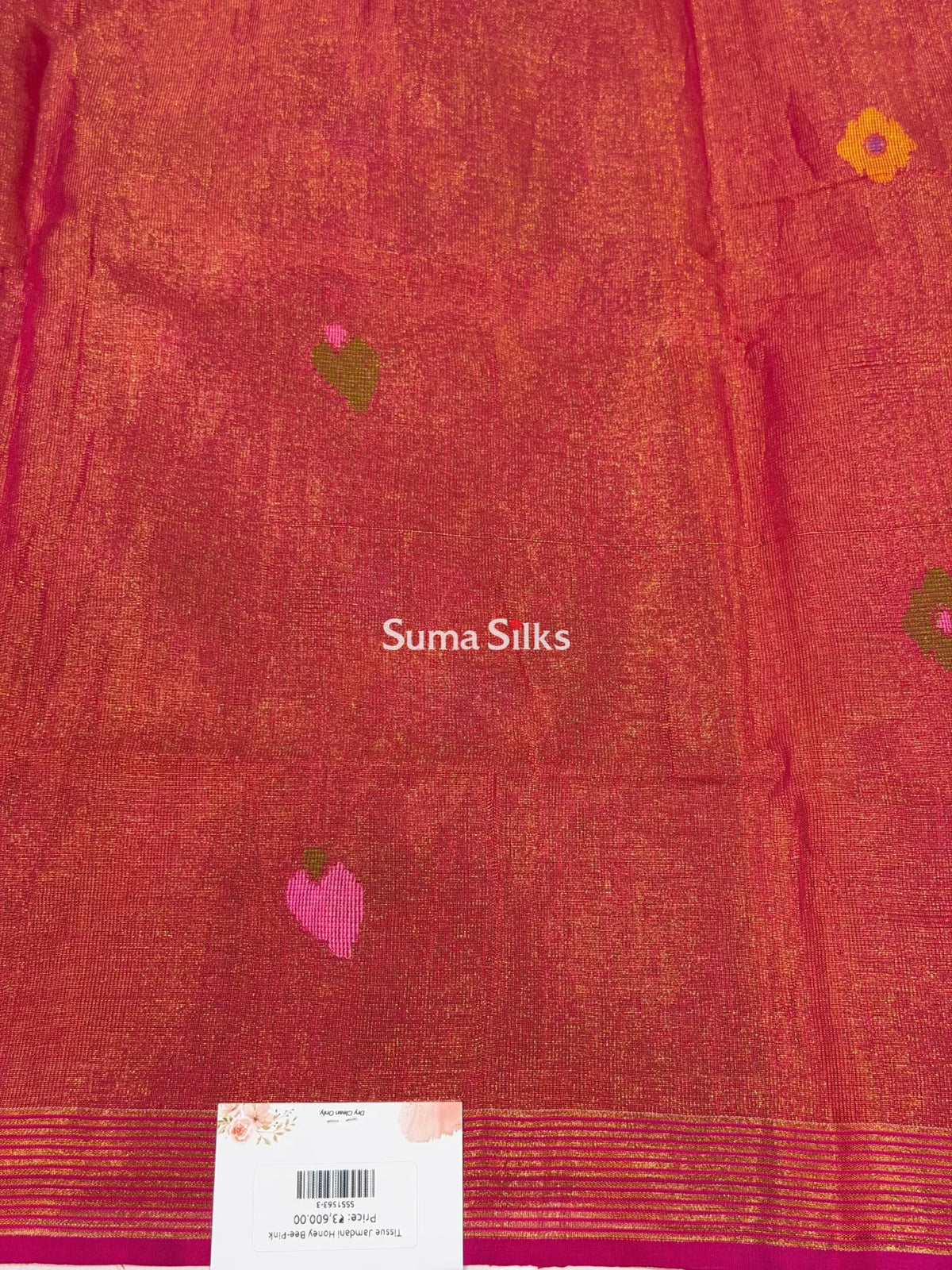 Tissue Jamdani Sarees Pink Color