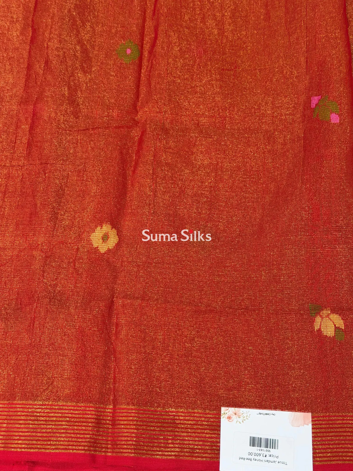 Tissue Jamdani Sarees Red Color