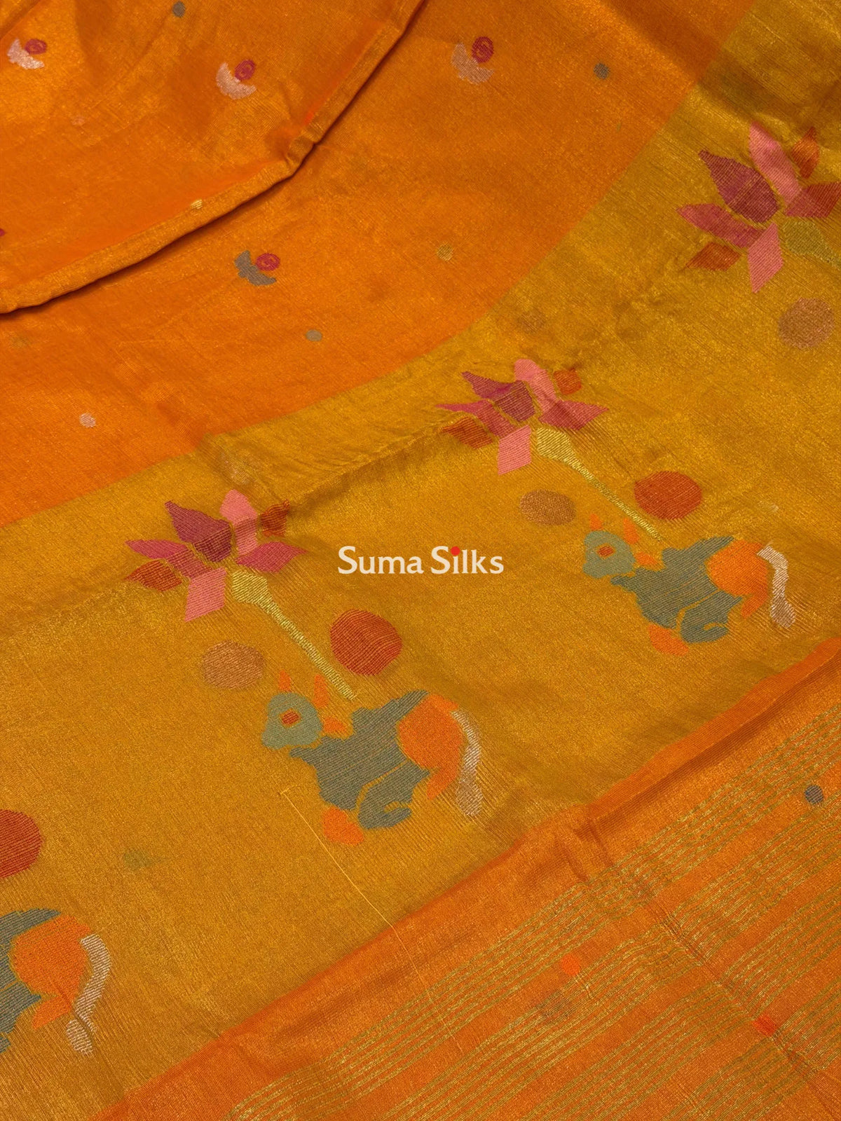 Tissue Jamdani Sarees Light Orange Color