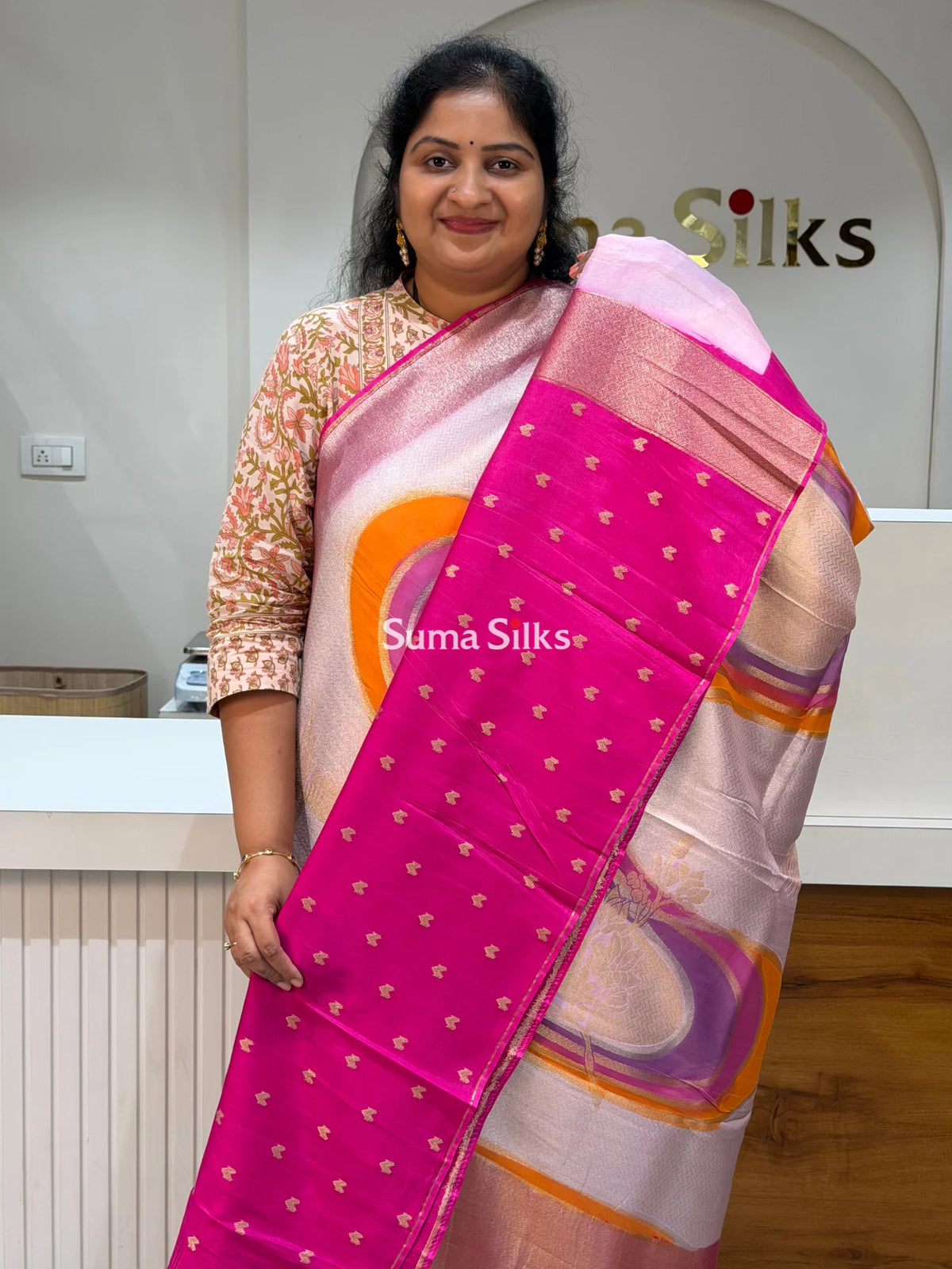 Tissue Rangkat UTurn Design Saree Pink Color
