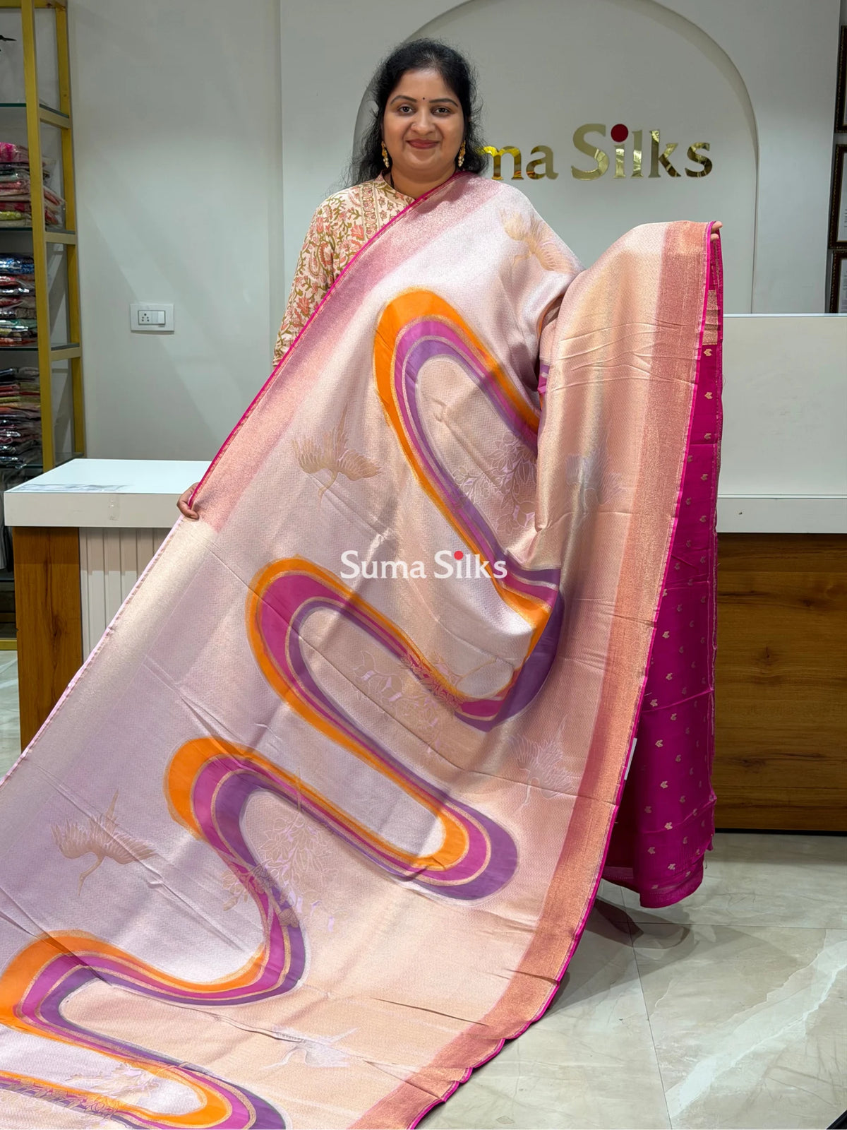 Tissue Rangkat UTurn Design Saree Pink Color