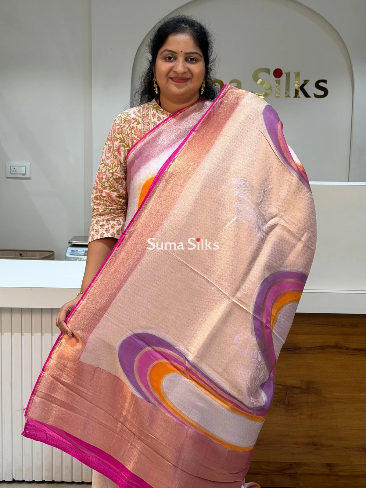 Tissue Rangkat UTurn Design Saree Pink Color