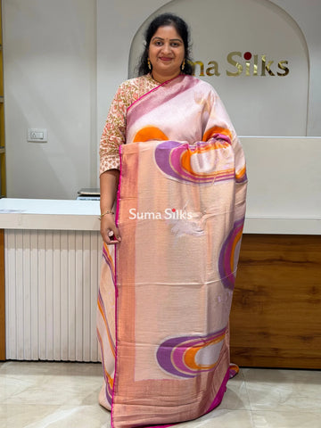 Tissue Rangkat UTurn Design Saree Pink Color