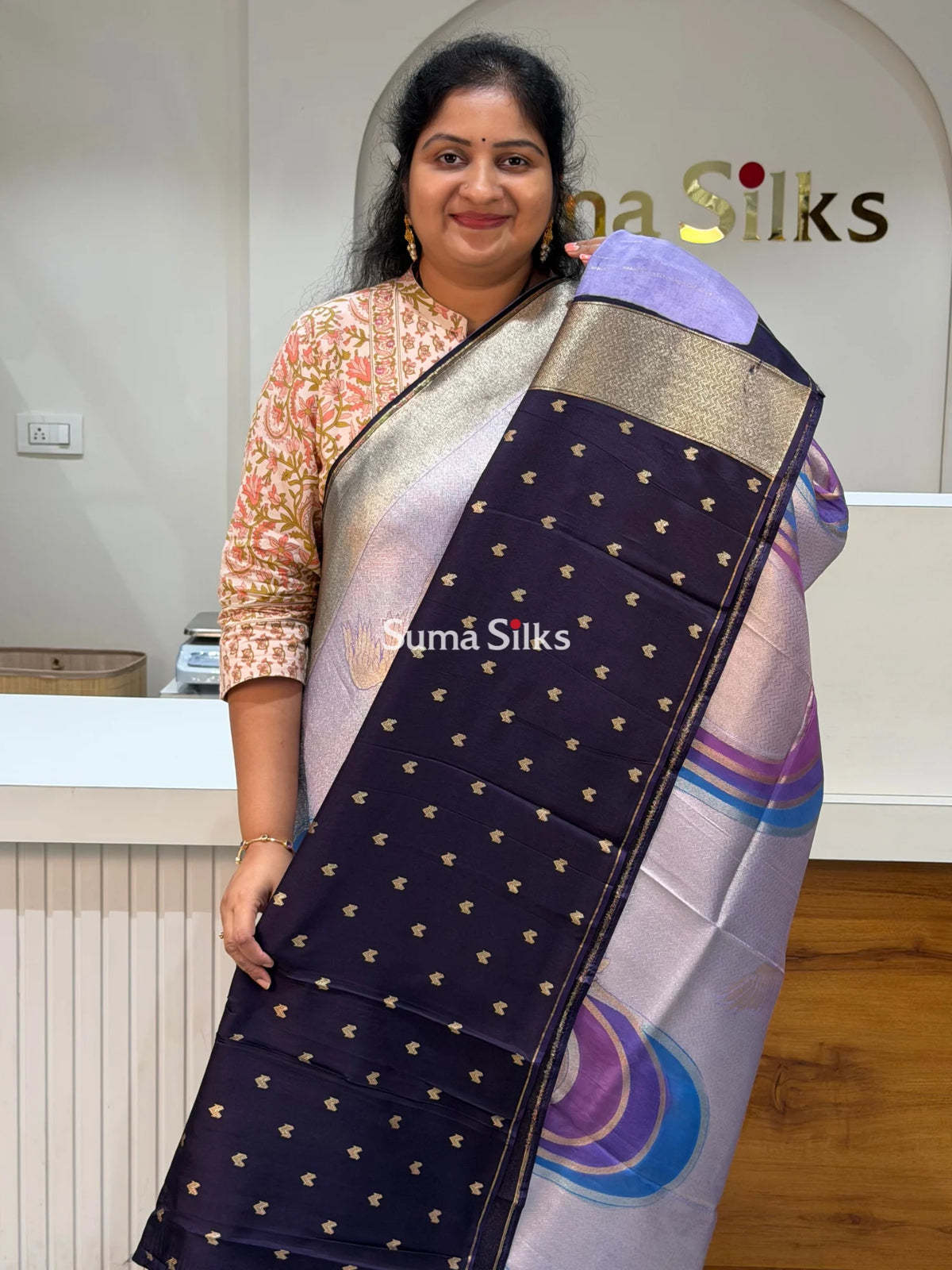 Tissue Rangkat UTurn Design Saree Purple Color
