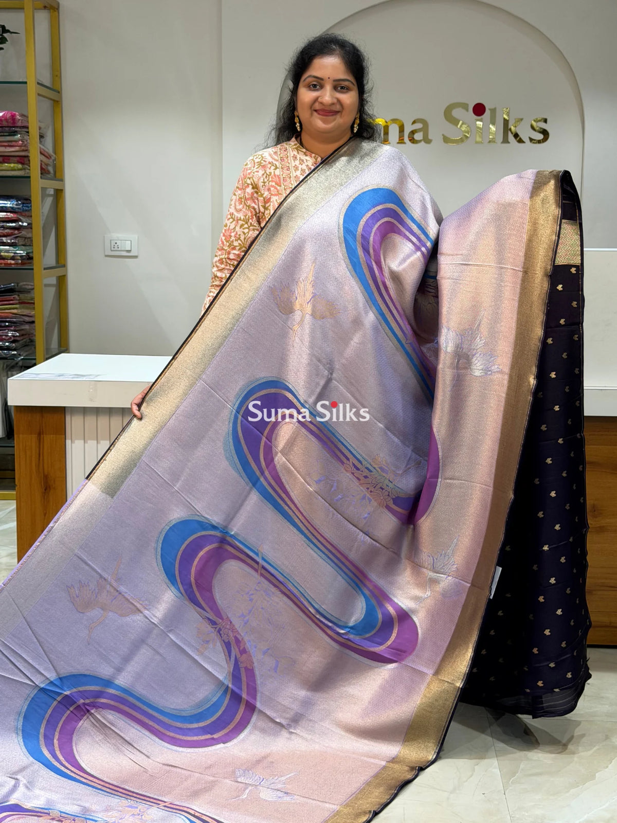 Tissue Rangkat UTurn Design Saree Purple Color