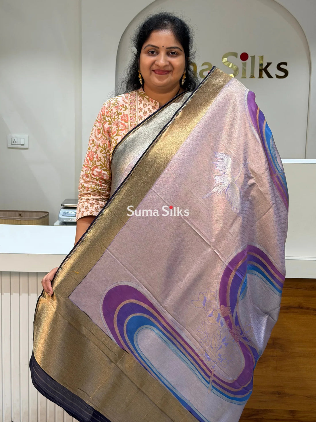 Tissue Rangkat UTurn Design Saree Purple Color