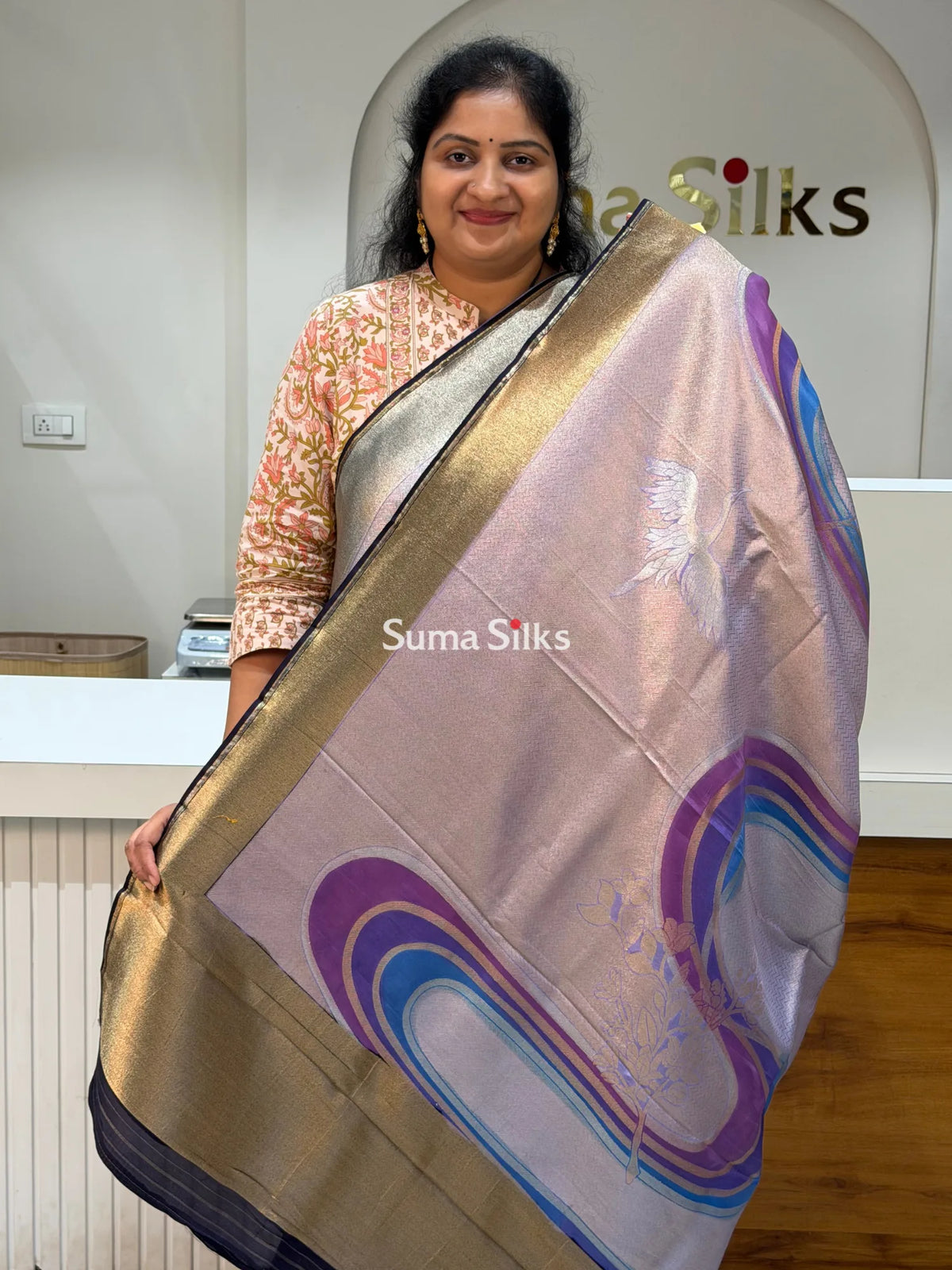 Tissue Rangkat UTurn Design Saree Purple Color