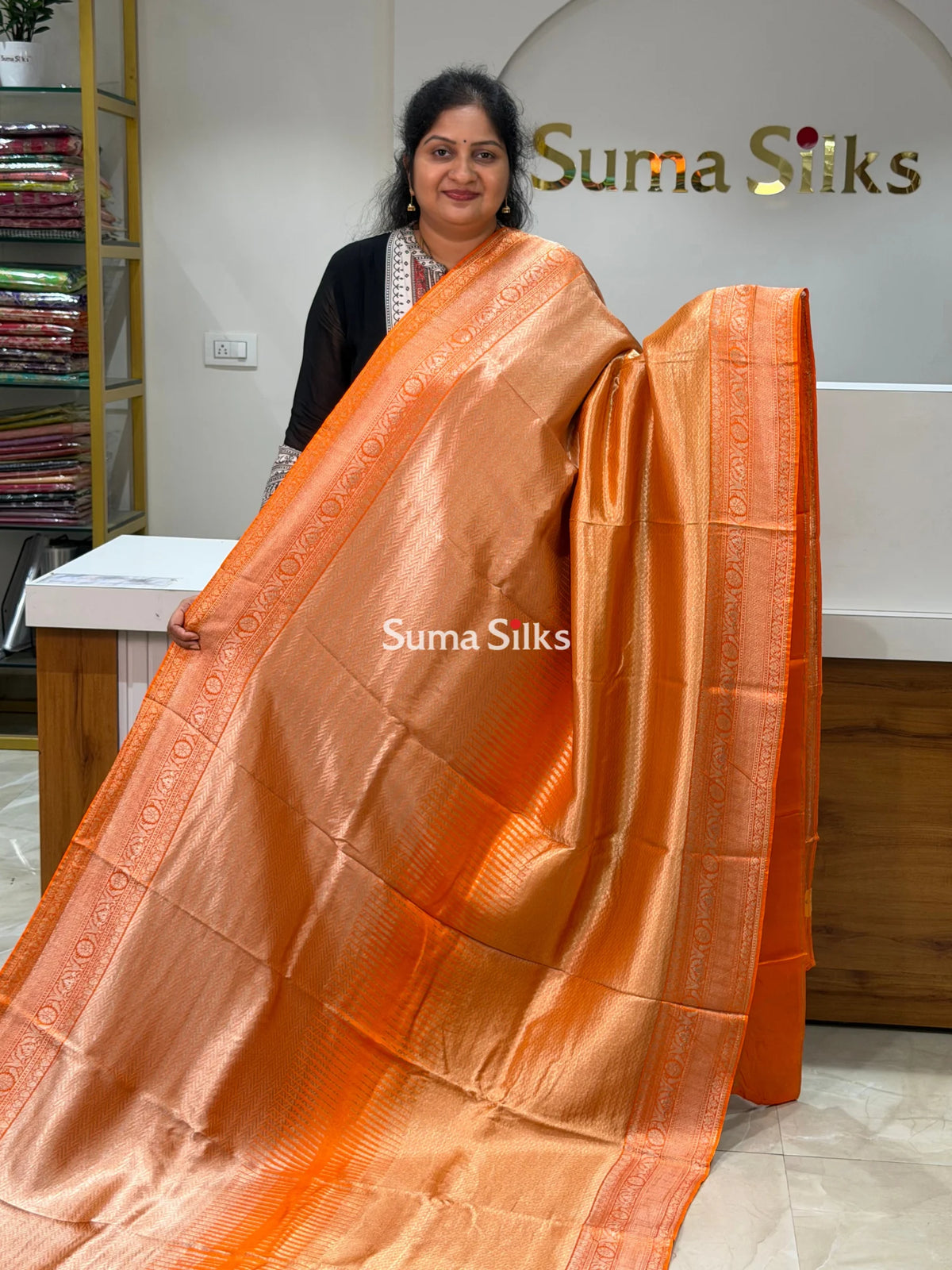 Tissue Temple Design Weaving Orange