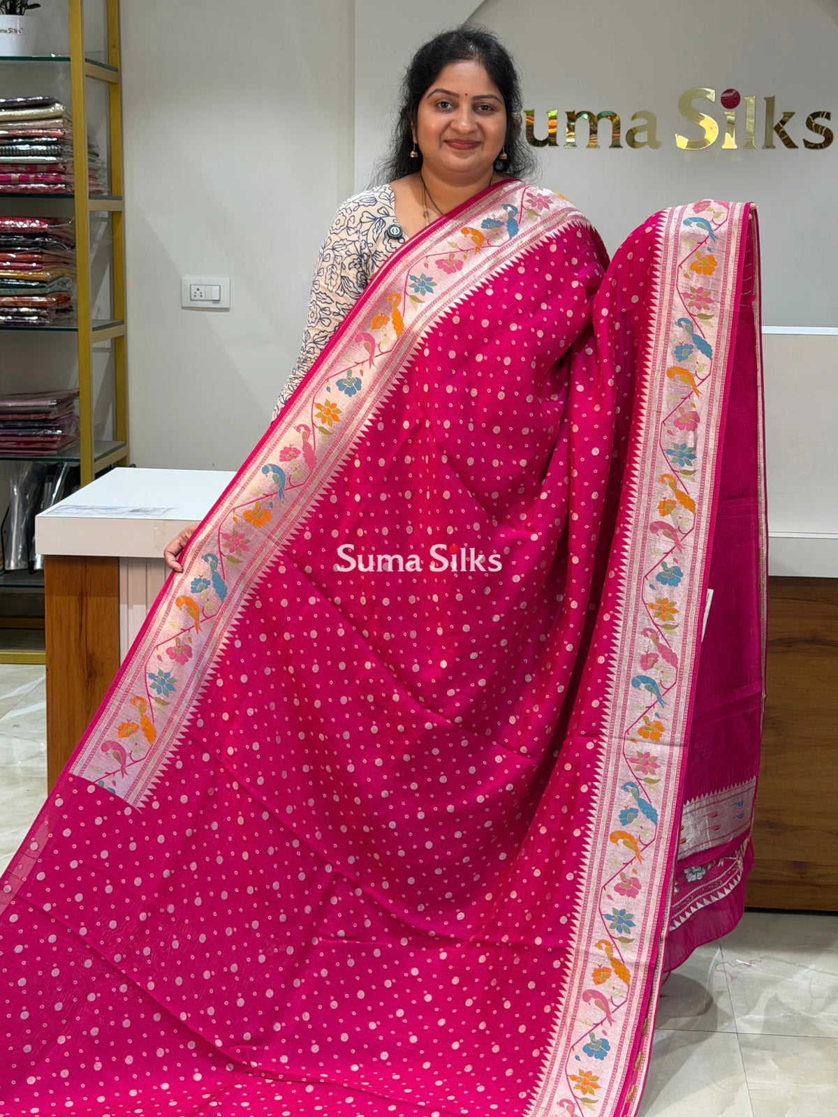 Moonga Tussar Georgette Saree Pink Color