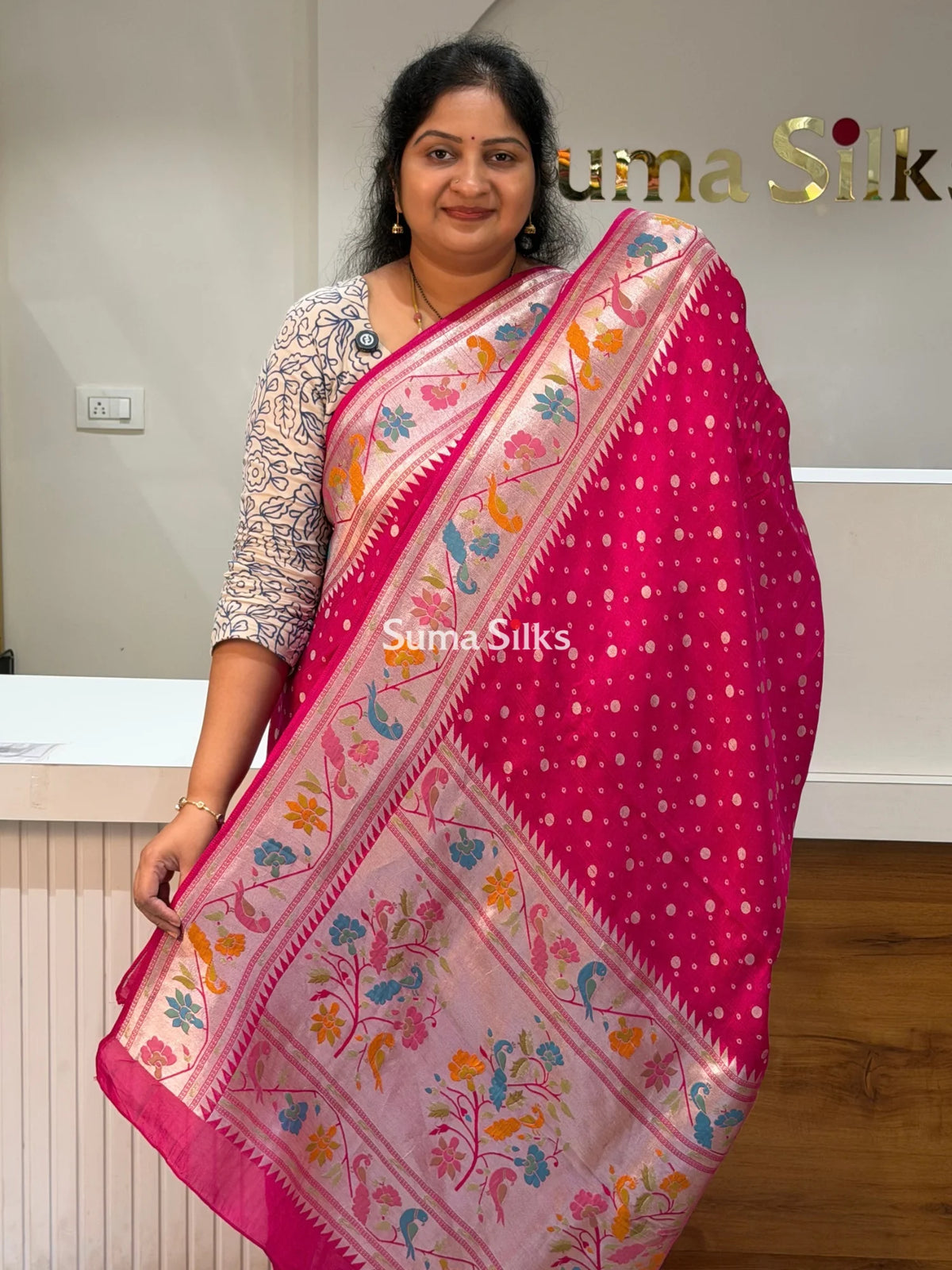 Moonga Tussar Georgette Saree Pink Color
