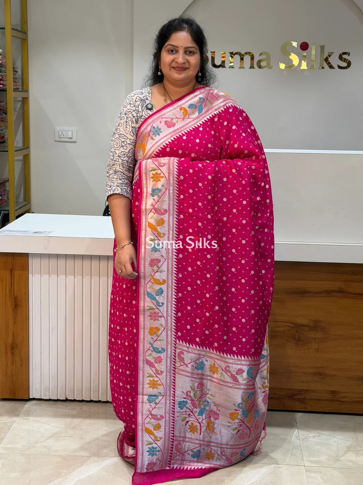 Moonga Tussar Georgette Saree Pink Color