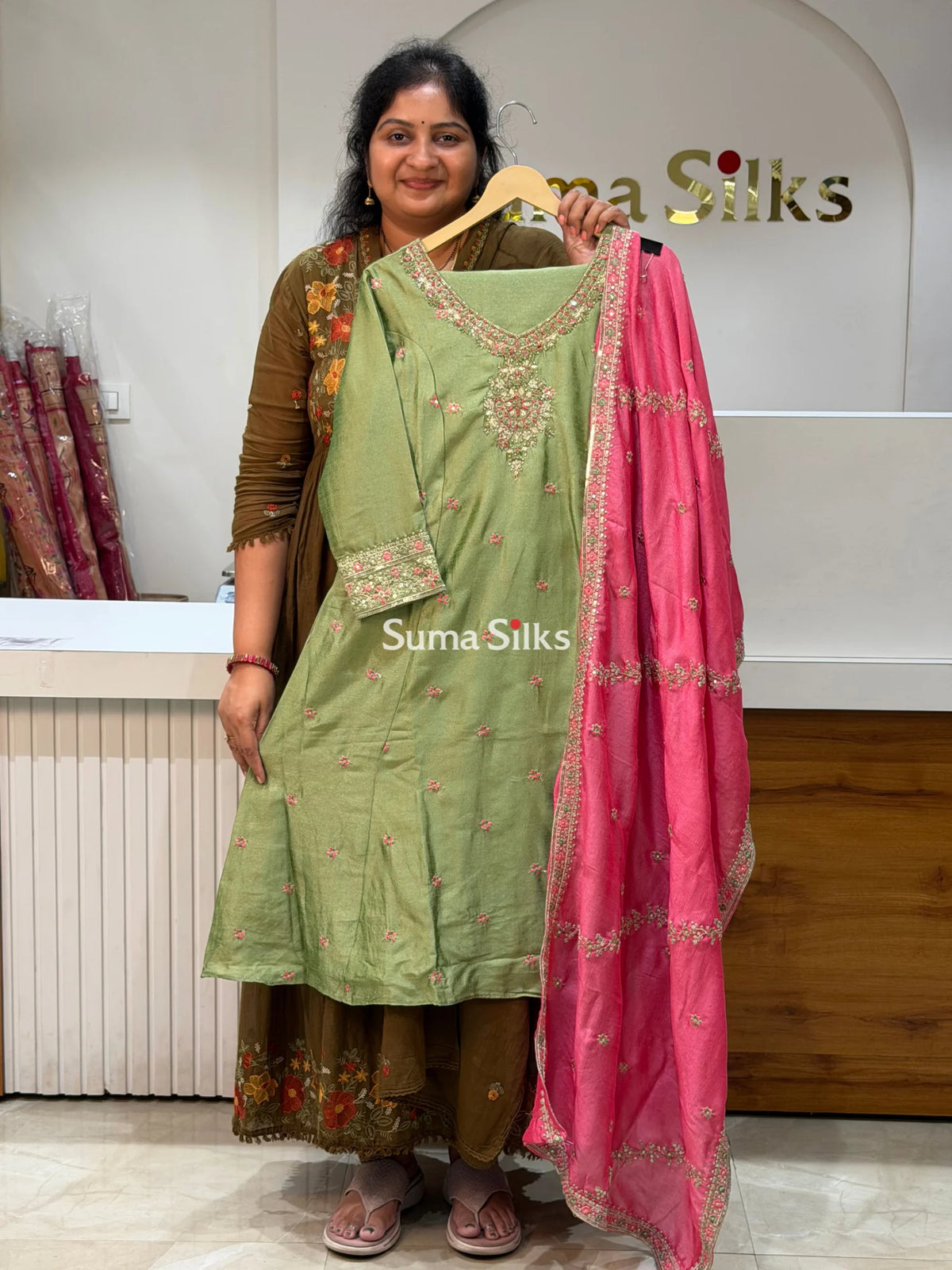Vichitra Silk Suit Set with Zardozi work