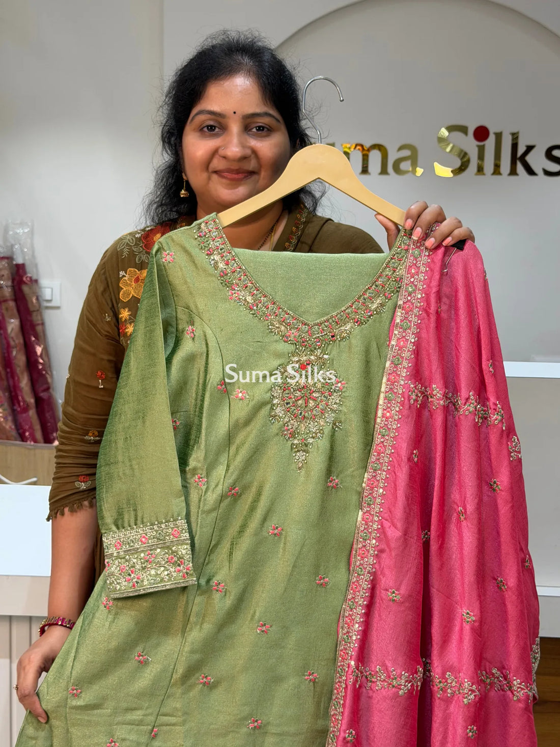 Vichitra Silk Suit Set with Zardozi work